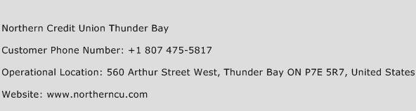 Northern Credit Union Thunder Bay Phone Number Customer Service