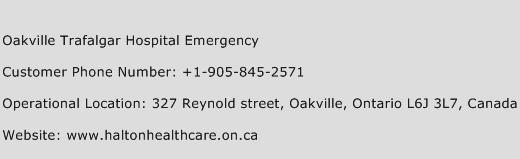 Oakville Trafalgar Hospital Emergency Phone Number Customer Service