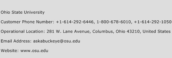 Ohio State University Phone Number Customer Service