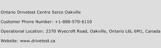Ontario Drivetest Centre Serco Oakville Phone Number Customer Service