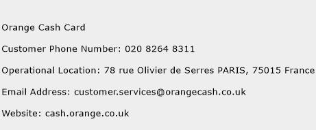 Orange Cash Card Phone Number Customer Service