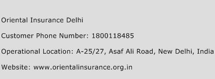 Oriental Insurance Delhi Phone Number Customer Service