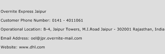 Overnite Express Jaipur Phone Number Customer Service