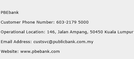 PBEbank Phone Number Customer Service