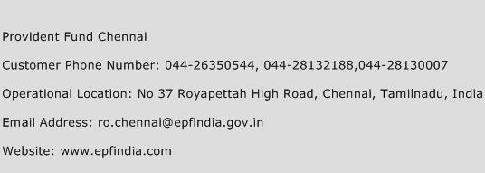 Provident Fund Chennai Phone Number Customer Service