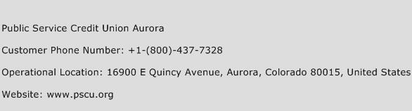 Public Service Credit Union Aurora Phone Number Customer Service