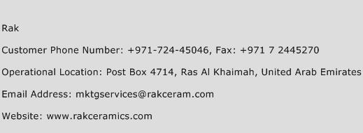 Rak Phone Number Customer Service