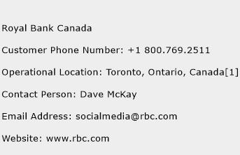 Royal Bank Canada Phone Number Customer Service
