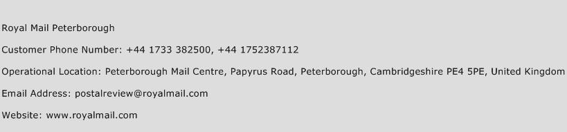 Royal Mail Peterborough Phone Number Customer Service