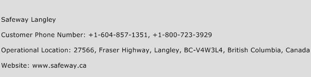 Safeway Langley Phone Number Customer Service