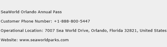 SeaWorld Orlando Annual Pass Phone Number Customer Service
