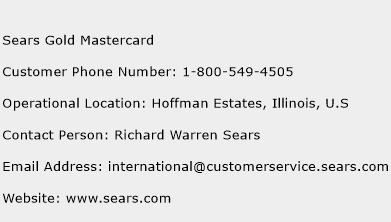 Sears Gold Mastercard Phone Number Customer Service