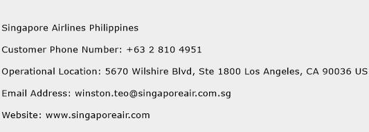Singapore Airlines Philippines Phone Number Customer Service
