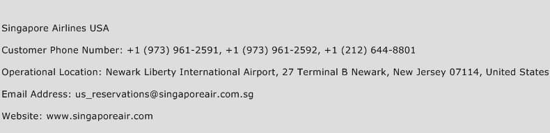 Singapore Airlines USA Phone Number Customer Service