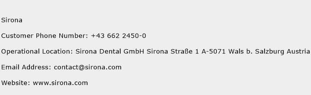 Sirona Phone Number Customer Service