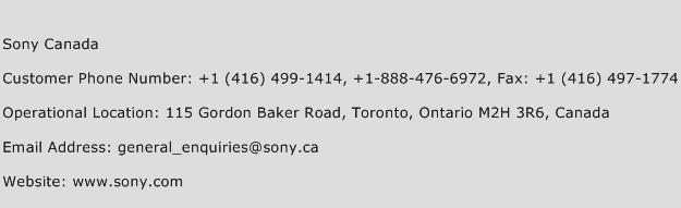 Sony Canada Phone Number Customer Service