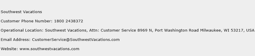 Southwest Vacations Phone Number Customer Service