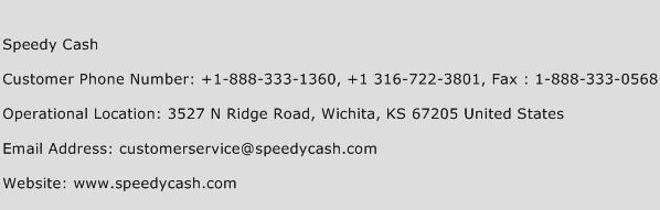 Speedy Cash Phone Number Customer Service