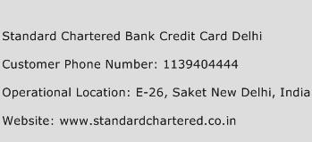 Standard Chartered Bank Credit Card Delhi Phone Number Customer Service