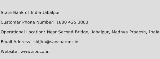 State Bank of India Jabalpur Phone Number Customer Service