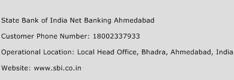 State Bank of India Net Banking Ahmedabad Phone Number Customer Service