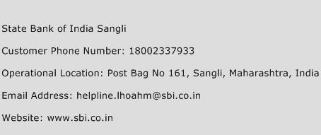State Bank of India Sangli Phone Number Customer Service