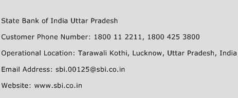 State Bank of India Uttar Pradesh Phone Number Customer Service