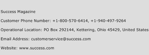 Success Magazine Phone Number Customer Service
