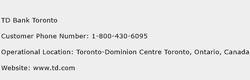 TD Bank Toronto Phone Number Customer Service