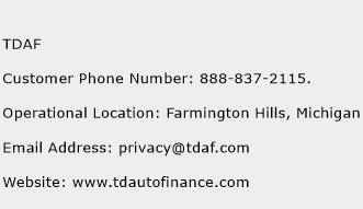 TDAF Phone Number Customer Service