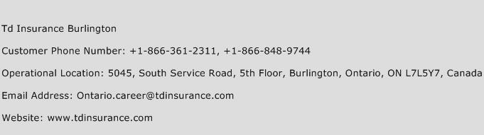 Td Insurance Burlington Phone Number Customer Service