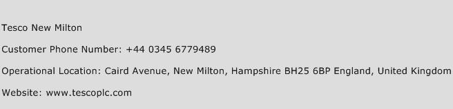 Tesco New Milton Phone Number Customer Service
