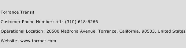 Torrance Transit Phone Number Customer Service