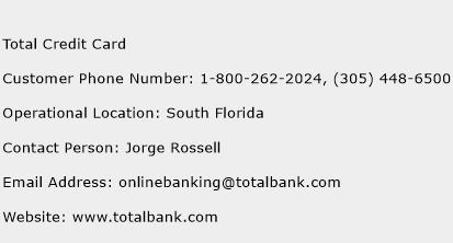 Total Credit Card Phone Number Customer Service