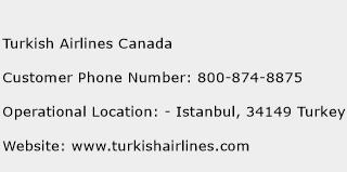 Turkish Airlines Canada Phone Number Customer Service