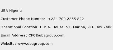 UBA Nigeria Phone Number Customer Service