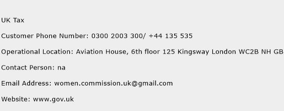 UK Tax Phone Number Customer Service