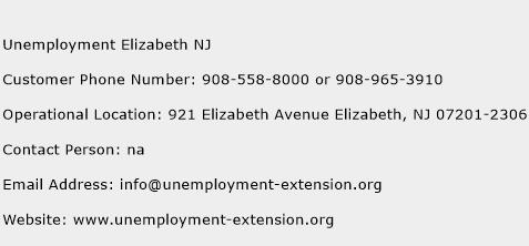 Unemployment Elizabeth NJ Phone Number Customer Service