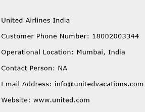 United Airlines India Phone Number Customer Service
