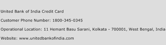 United Bank of India Credit Card Phone Number Customer Service