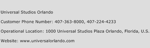 Universal Studios Orlando Phone Number Customer Service