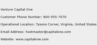 Venture Capital One Phone Number Customer Service