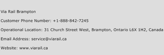 Via Rail Brampton Phone Number Customer Service