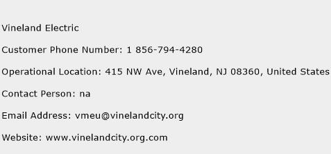 Vineland Electric Phone Number Customer Service
