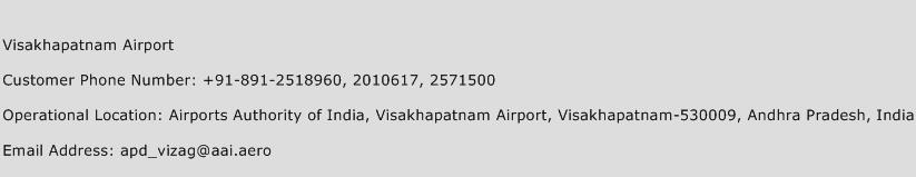 Visakhapatnam Airport Phone Number Customer Service