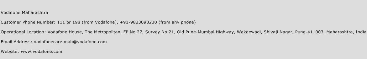 Vodafone Maharashtra Phone Number Customer Service