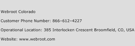 Webroot Colorado Phone Number Customer Service
