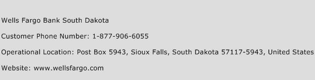 Wells Fargo Bank South Dakota Phone Number Customer Service