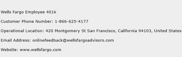 Wells Fargo Employee 401k Phone Number Customer Service