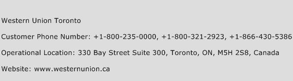 Western Union Toronto Phone Number Customer Service